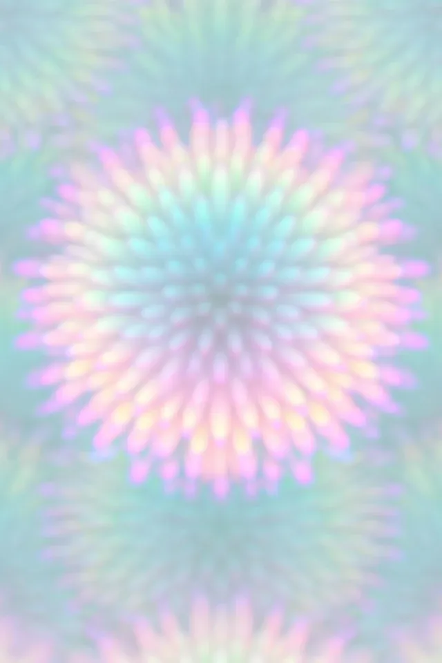 soft iridescent pastel abstract, biomorphic organic shapes, kaleidoscopic radial symmetry, airbrushed gradients, dreamy hazy atmosphere, pearlescent cyan, lavender, mint green and pink, soft focus, psychedelic yet sophisticated, contemporary art book aesthetic