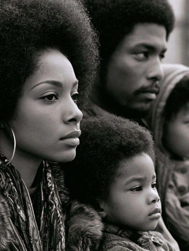 Black Power in America. Families and women, men and children.