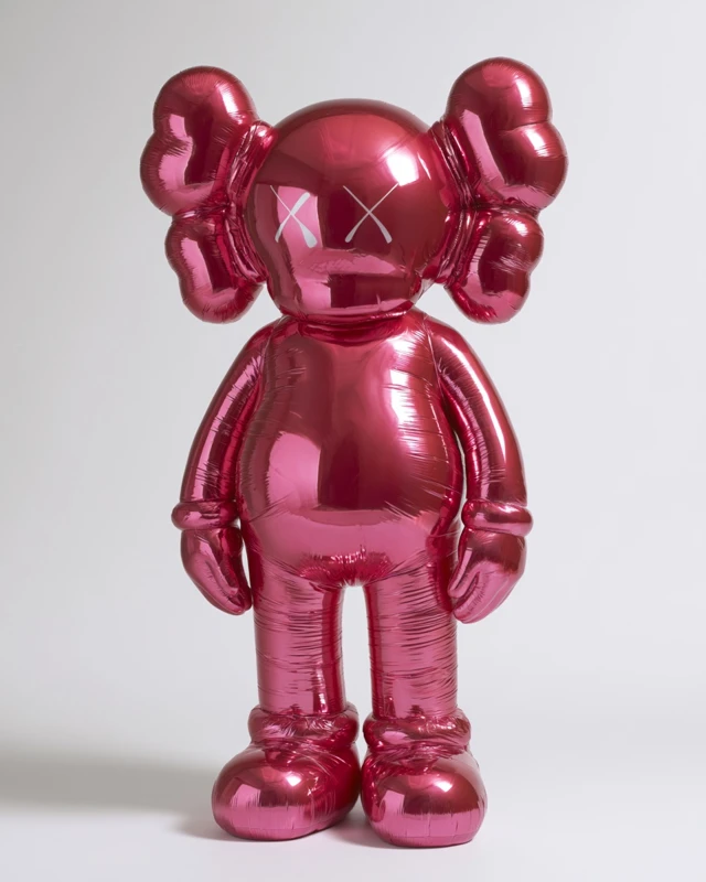 inflatable foil balloon, mylar balloon texture, glossy ceramic sculpture, creased padded material, hard resin, Jeff Koons style