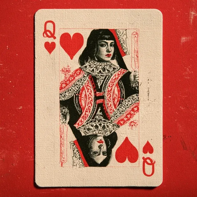 Traditional queen of hearts card