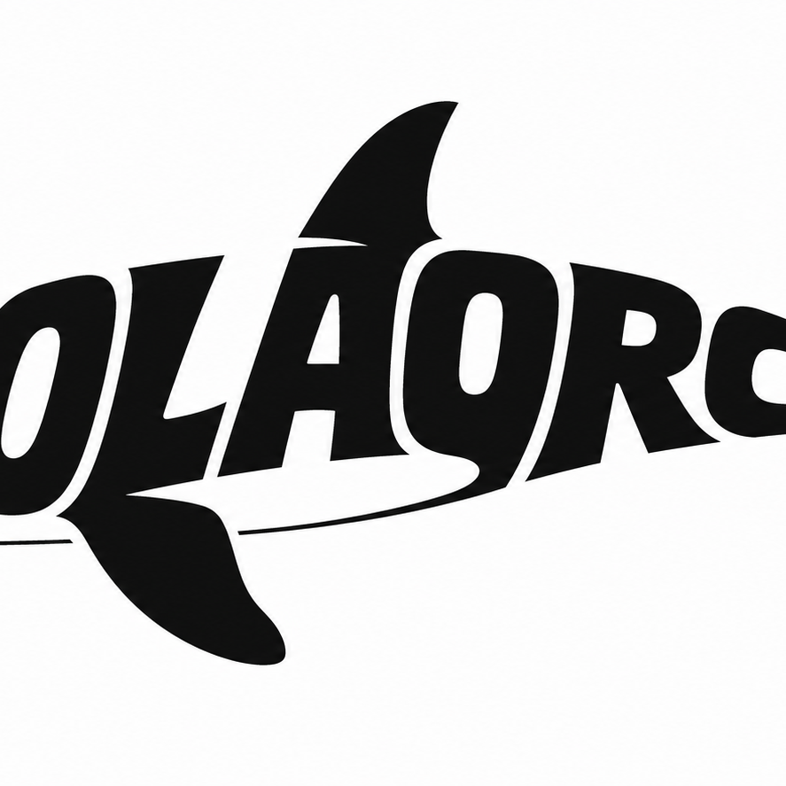 以英文单词 “COLAORCA” 为主体设计一款极简、高辨识度的品牌 Logo。整体视觉是一个优雅流线型的虎鲸（Orca）侧面剪影：虎鲸的轮廓、背鳍、胸鳍、尾鳍、白色眼斑与腹部白斑，都被巧妙地裁切并限制在字母内部，画面中除文字外不出现任何额外的鲸鱼图形或背景图案。

通过对字母进行轻微的拉伸、倾斜、上下错位、弧形排布和局部变形，使 “COLAORCA” 从远处看是完整的一只正在游动、微微上扬的虎鲸；从近处看能够清晰阅读完整单词。字母既是文字，也是虎鲸的身体：前部字母形成鲸头，中间字母形成躯干和背鳍，末端字母自然延展为尾鳍。保持文字的可读性和品牌感，不要让字母过度扭曲。

风格为现代、简洁、专业的矢量 Logo 设计，黑色虎鲸主体搭配干净锐利的白色斑纹，强烈的黑白对比，平面化、几何感、干净留白。白色或透明背景，无渐变、无立体效果、无复杂纹理、无其他文字。设计需要同时具备“一个清晰的单词”和“一只一眼可识别的虎鲸剪影”两种视觉效果。high-end branding, minimalist vector logo, clever typographic illustration, negative space, crisp edges, balanced composition, scalable logo design.